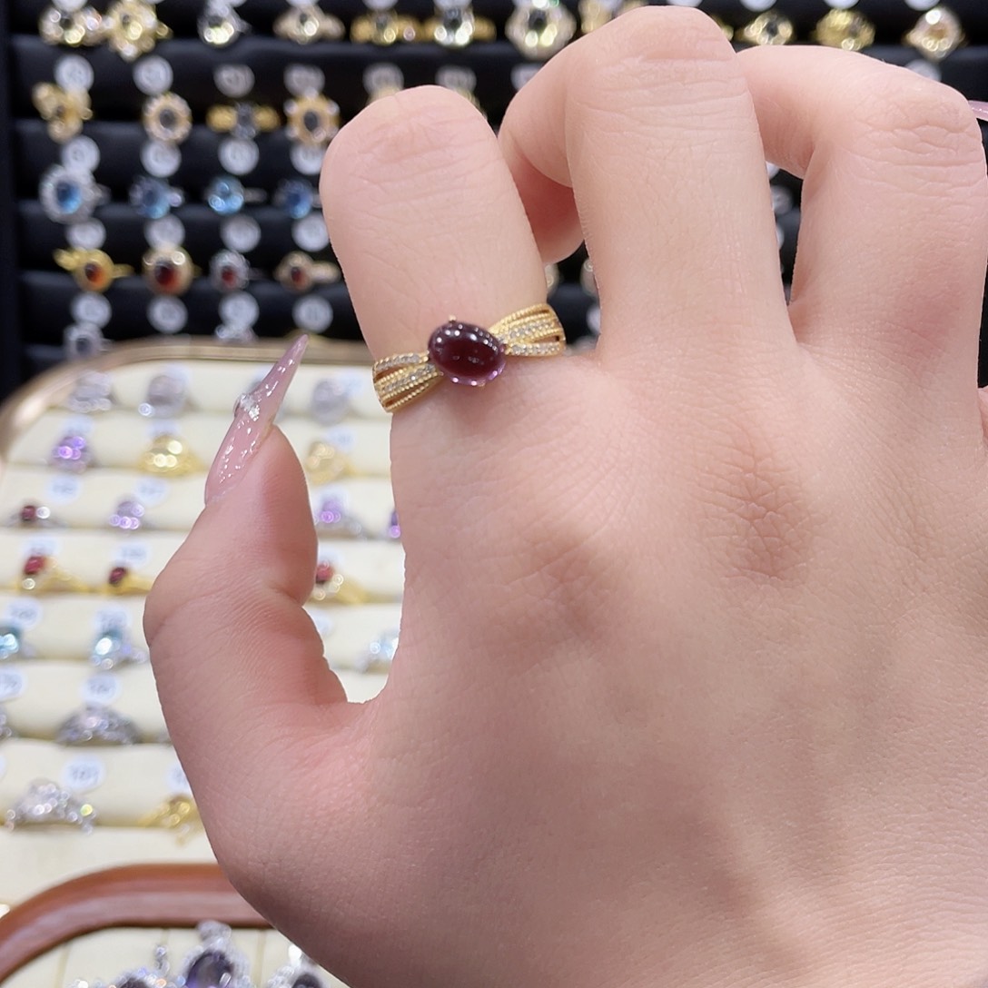 紫晶戒指银S925镶嵌戒指