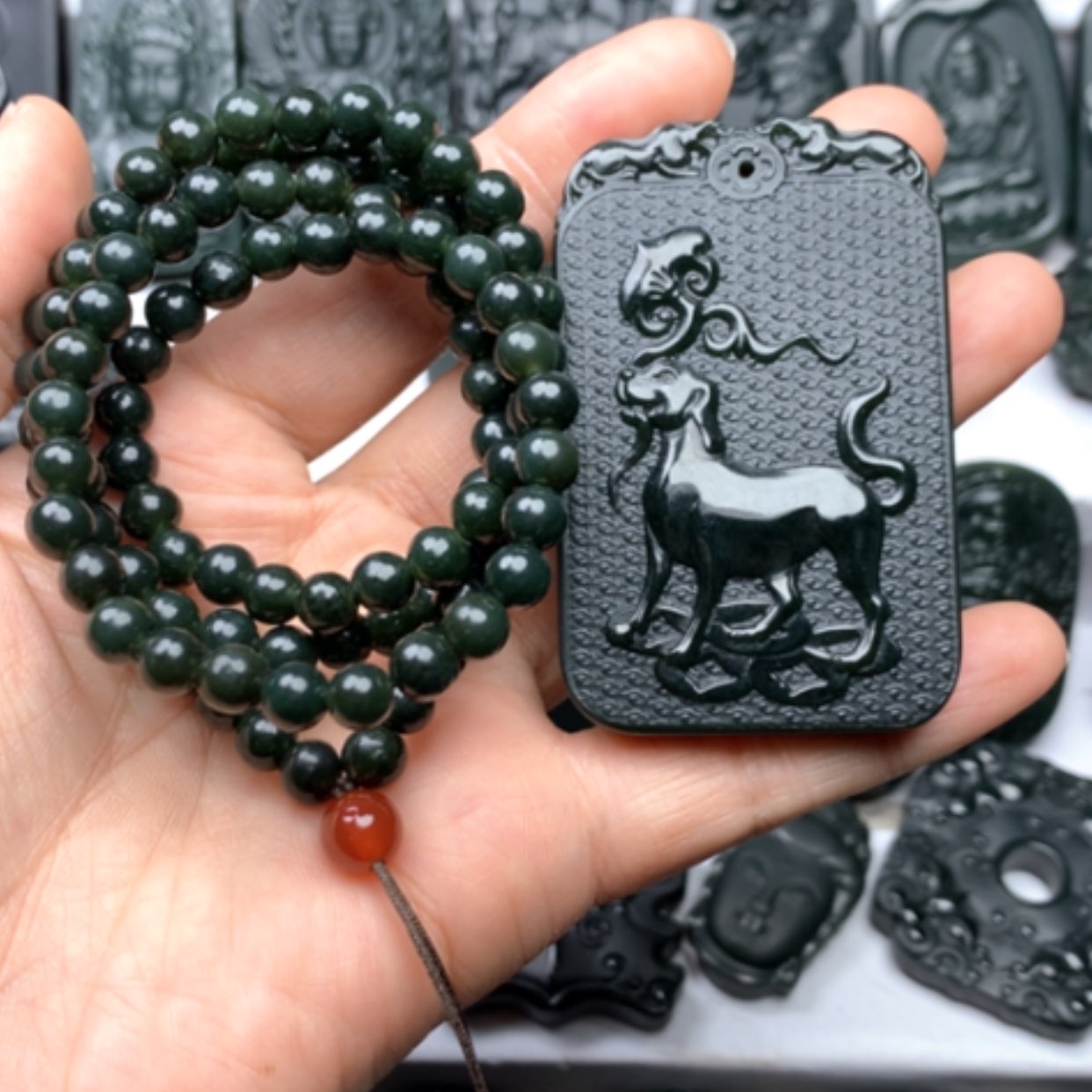 【闪购商品】和田玉颈饰未镶嵌家***儿双面雕刻