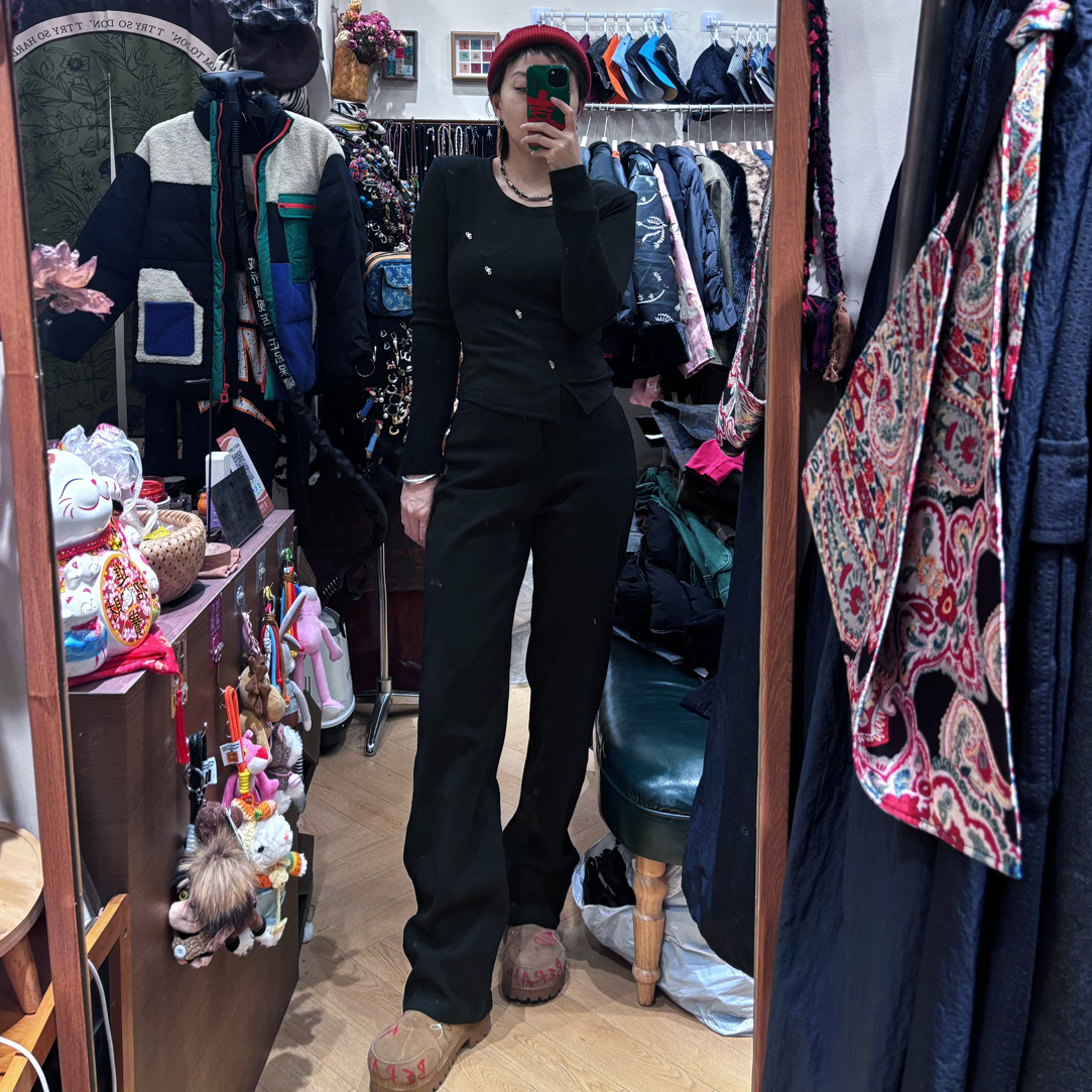 冬季新款加绒直筒牛仔裤