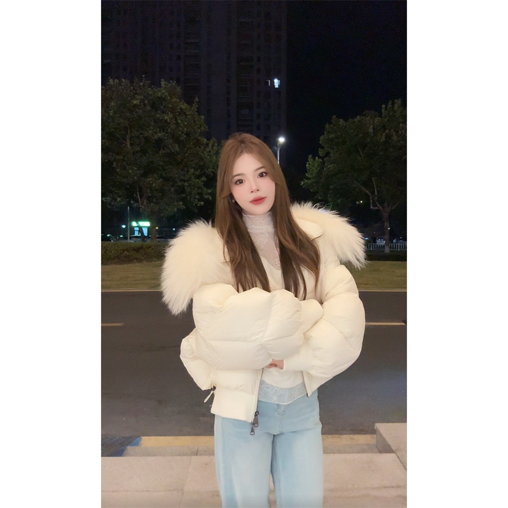 NN LIMITED≥新款自制9826 毛领连帽收紧短款羽绒服外套