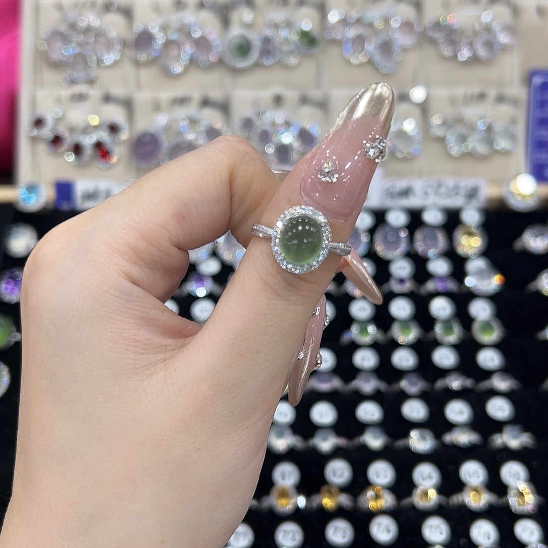 笑***～蛇纹石玉银S925镶嵌戒指