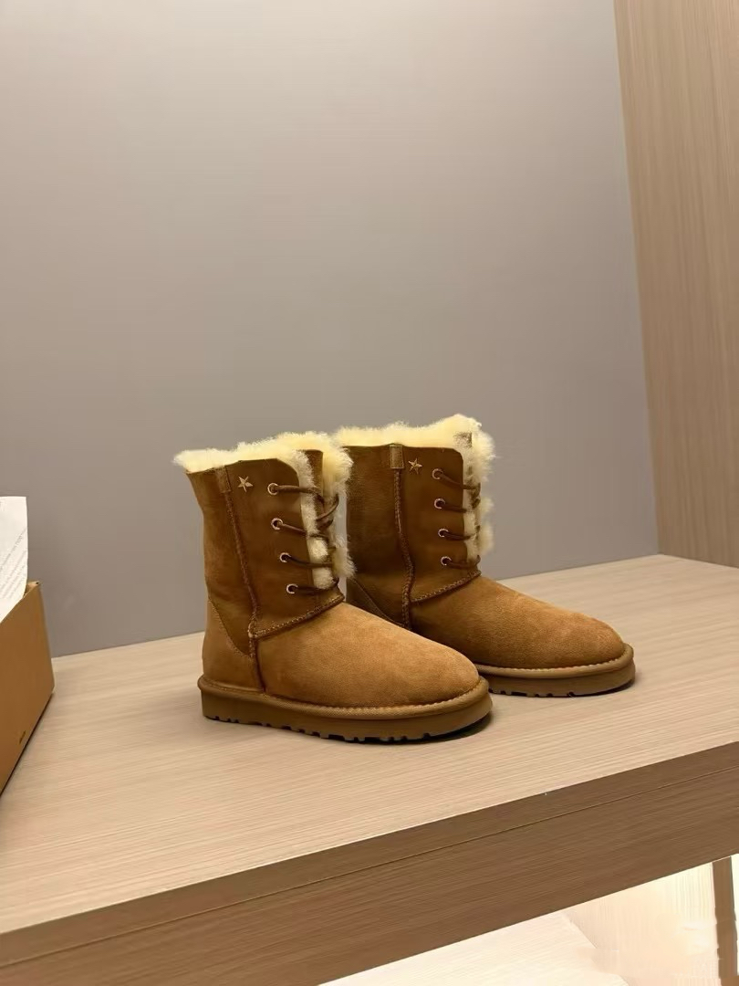 【女神】桑坡皮毛一体雪地靴加厚保暖薄底/厚底