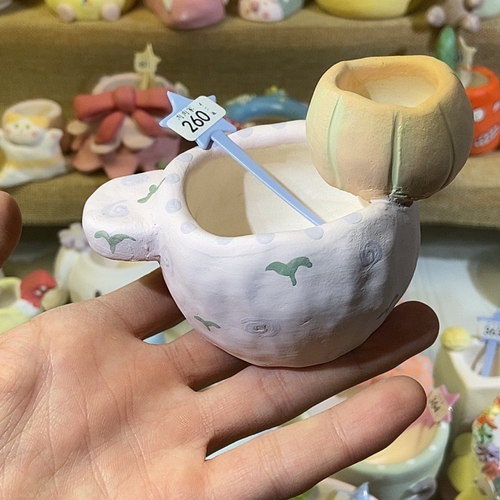 满29包邮 手工手绘盆 260