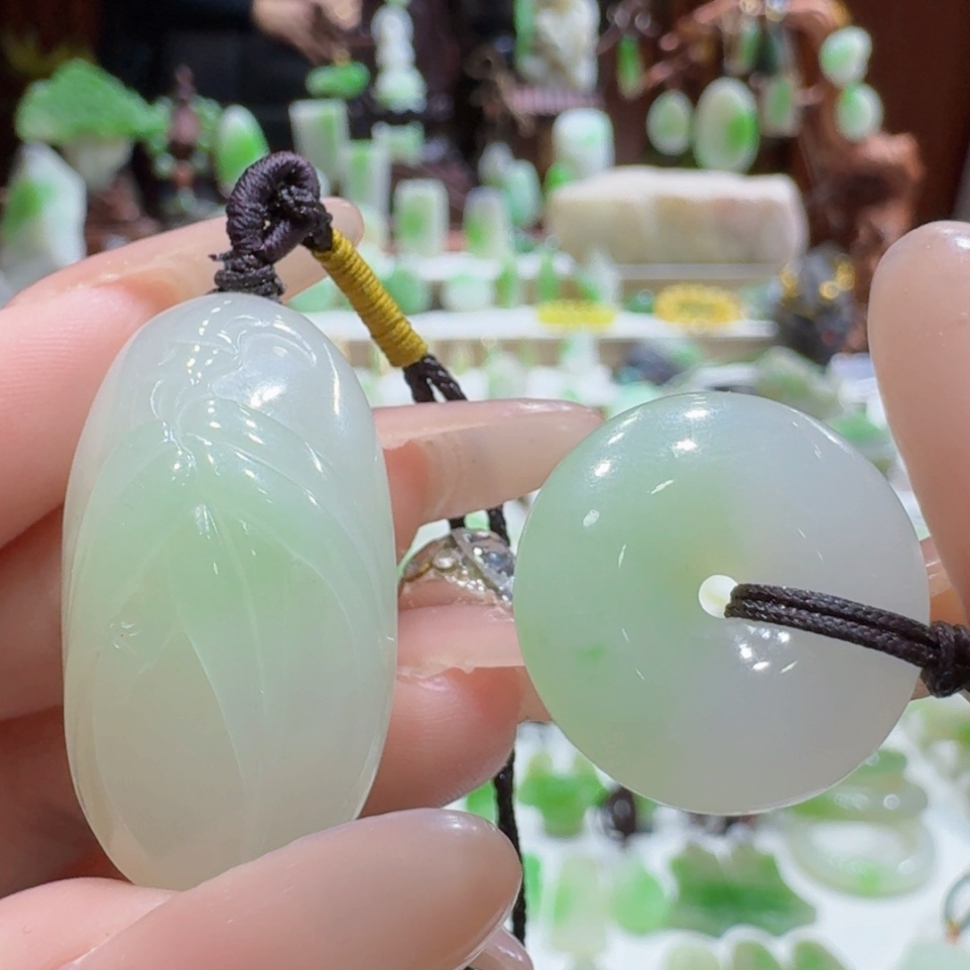 和田玉翠青竹报平安未镶嵌