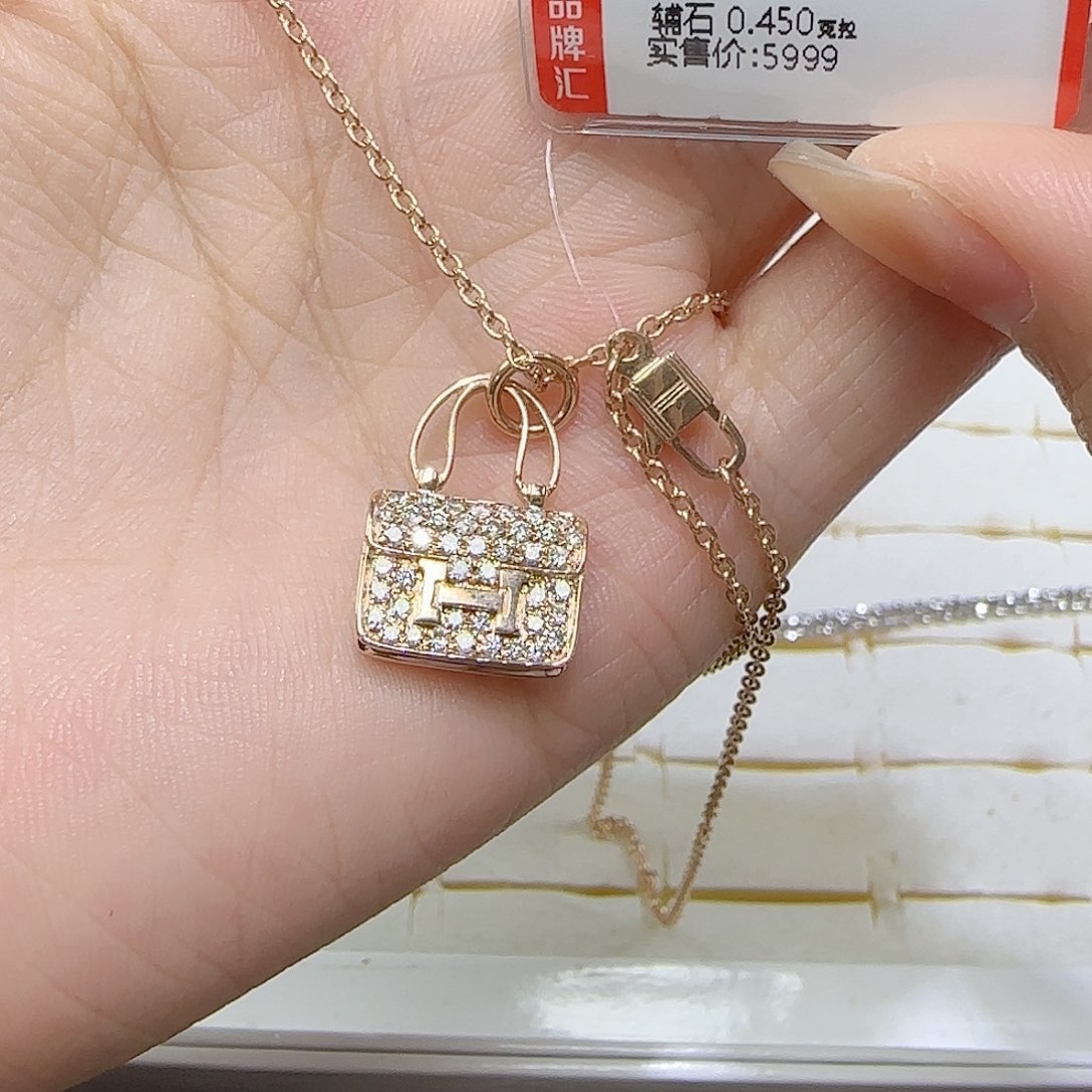 钻石套链18K金镶嵌天然