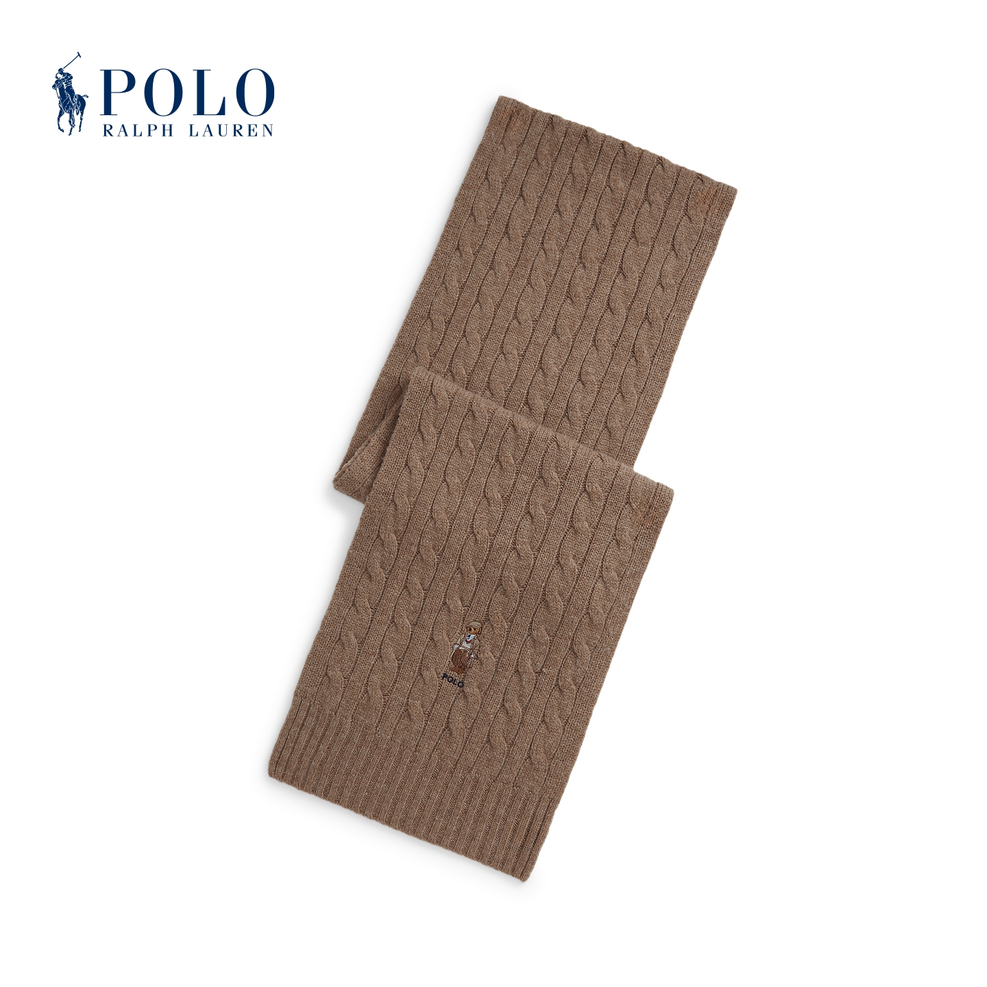 Ralph Lauren/拉夫劳伦男女同款Polo Bear绞花编结围巾RL54010