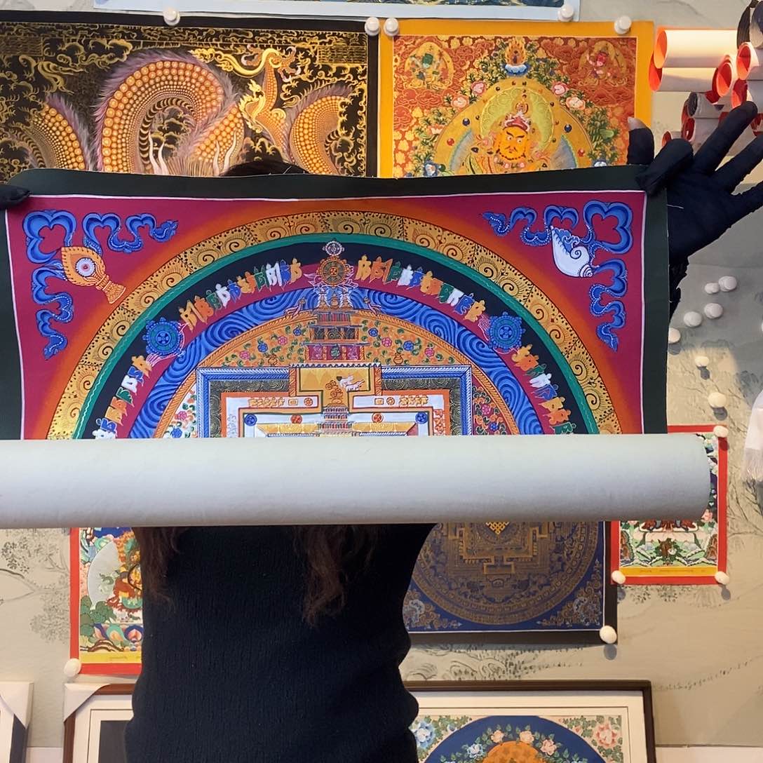 卷轴画纯手绘坛城唐卡50厘米左右