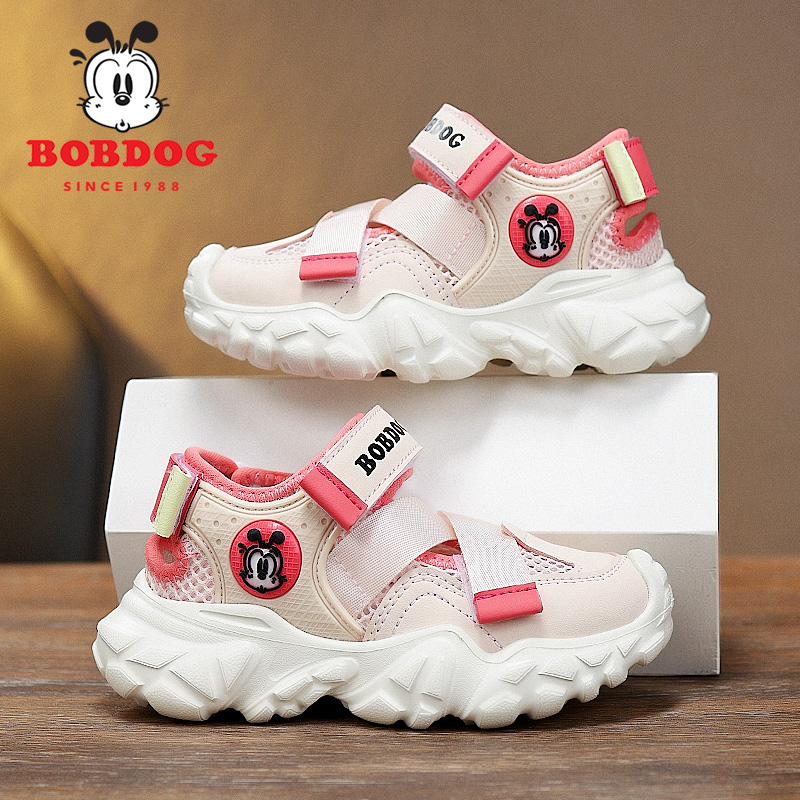 Bobdog/巴布豆2025夏季新款女童凉鞋时尚休闲防撞包头运动儿童鞋