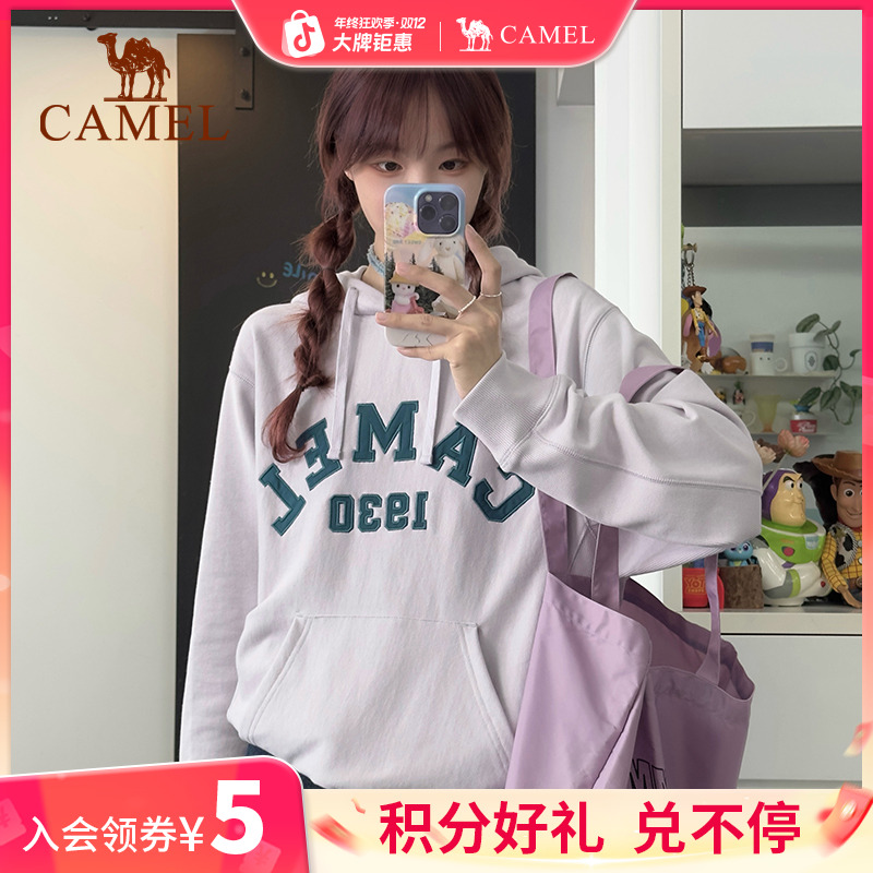 【骆驼卫衣】1930连帽男女秋季新款情侣运动套头上衣宽松卫衣流光风