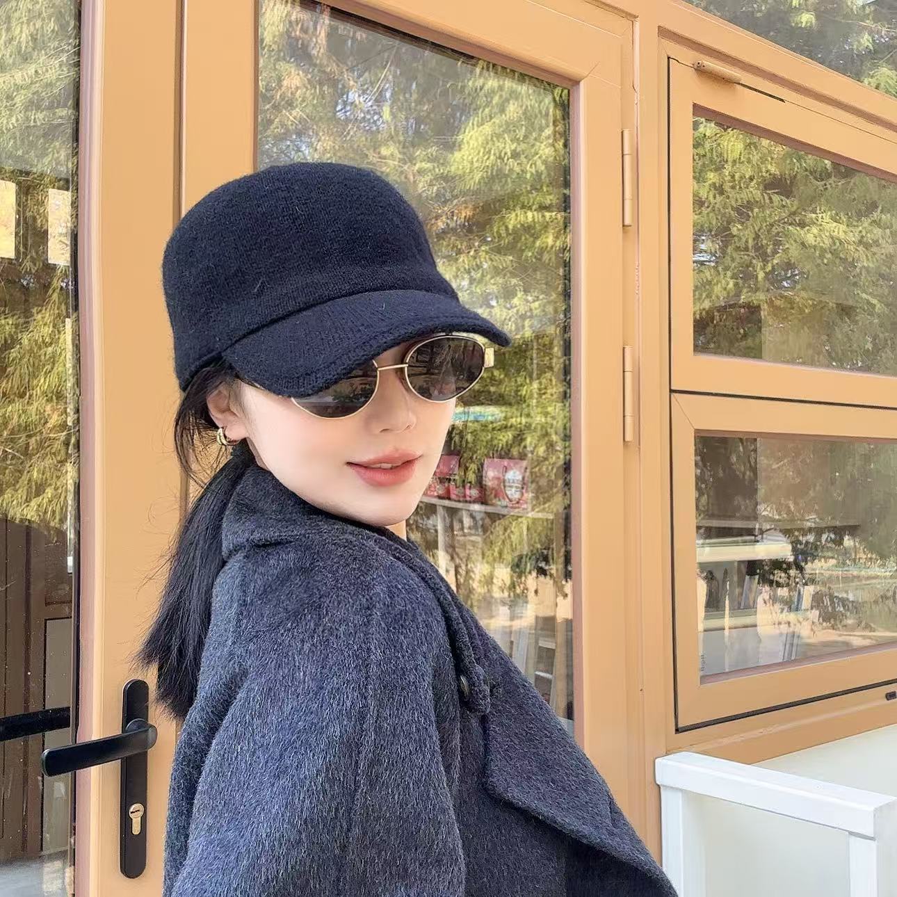 “赵露思同款”全羊毛气质圆顶马术帽女保暖帽复古时髦骑士帽鸭舌帽