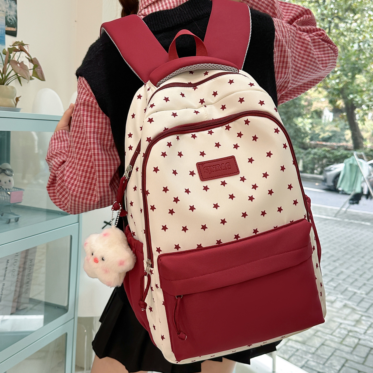 潮流大容量书包女休闲旅行百搭双肩包初中女生高中学生电脑背包