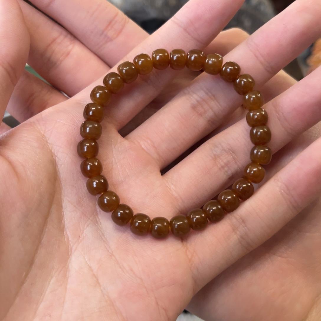 和田玉（糖玉）未镶嵌手串金山全糖7mm老型手串
