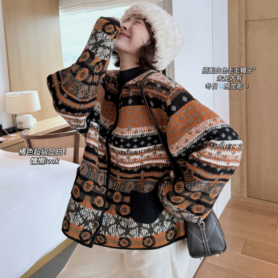 圣诞必备 重磅来袭～！ 纯zheng设计师AU费尔岛系列 印花针织