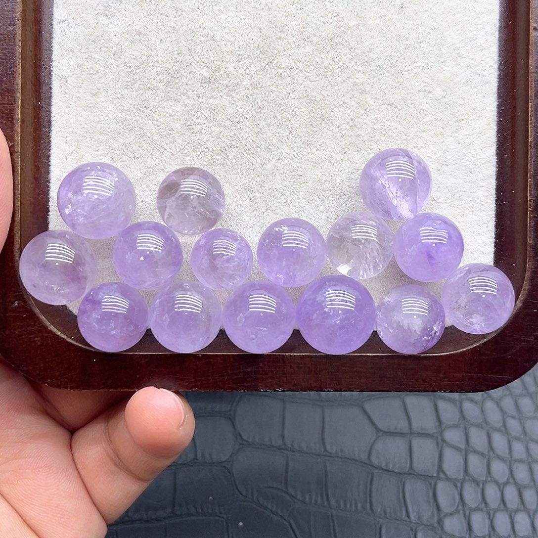 珠宝半成品未镶嵌水晶14 玻利维亚紫水晶球15mm（一盘）