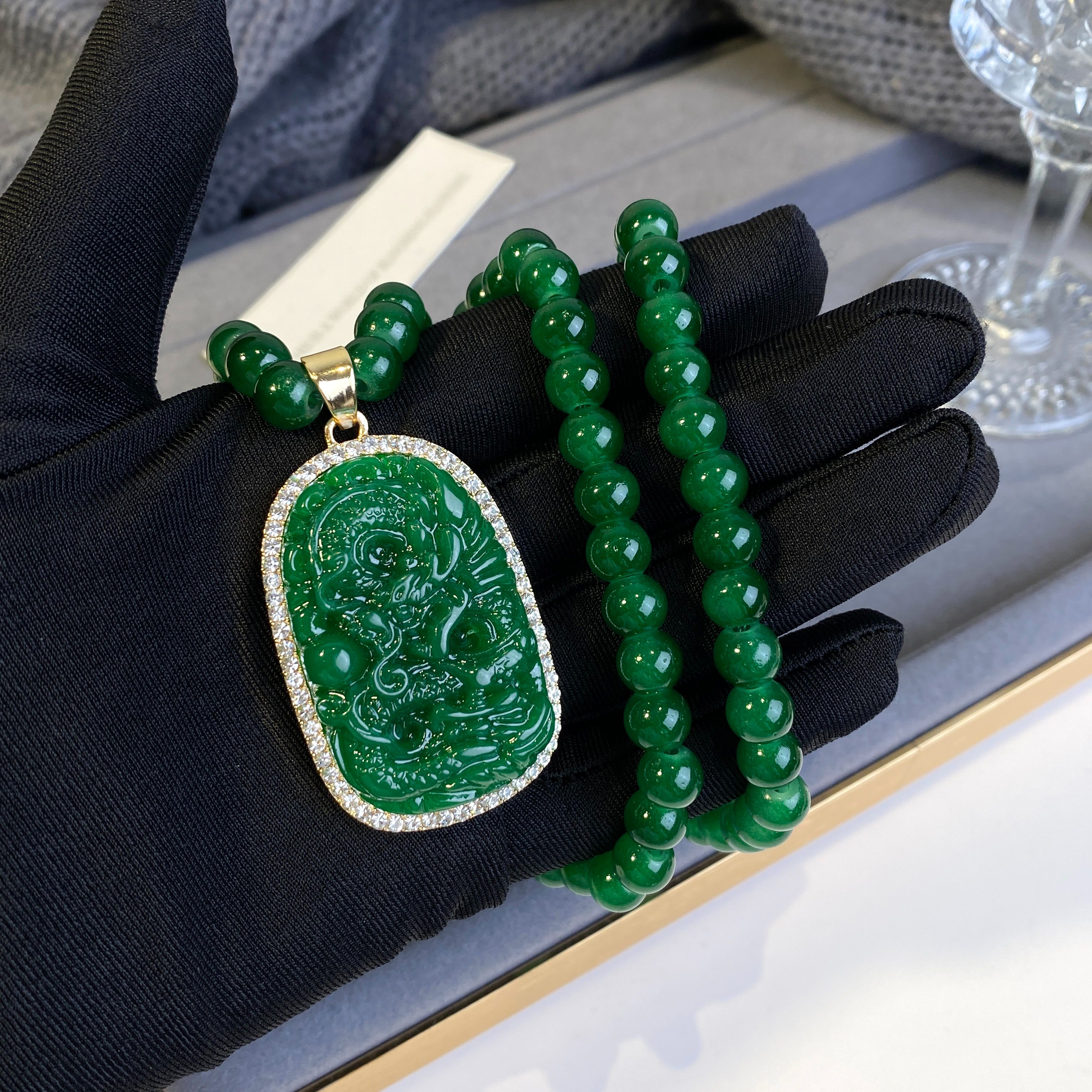 高级绿色轻奢龙牌项链ZD0381