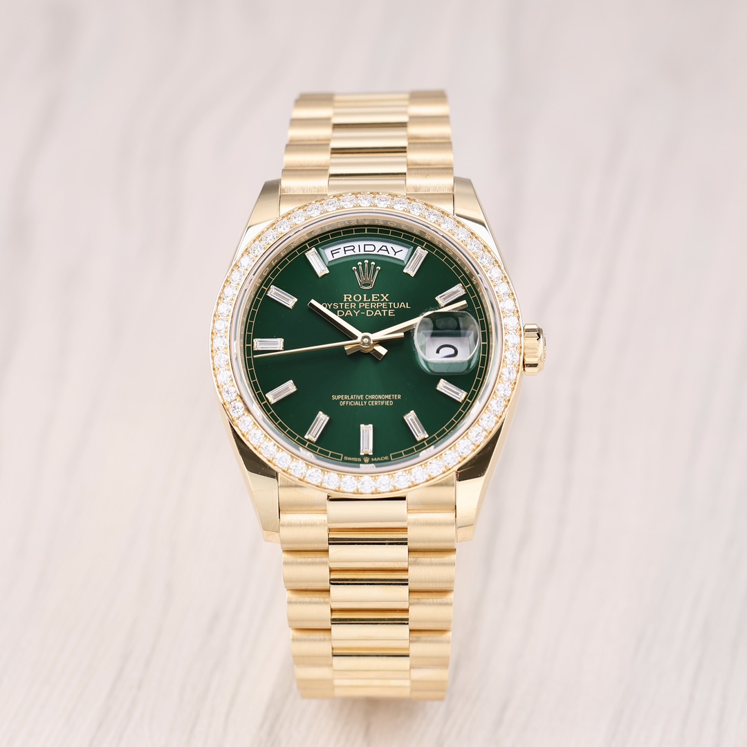 99新 Rolex/劳力士 128348 绿冰糖圈钻刻 36mm 2025年4月保卡