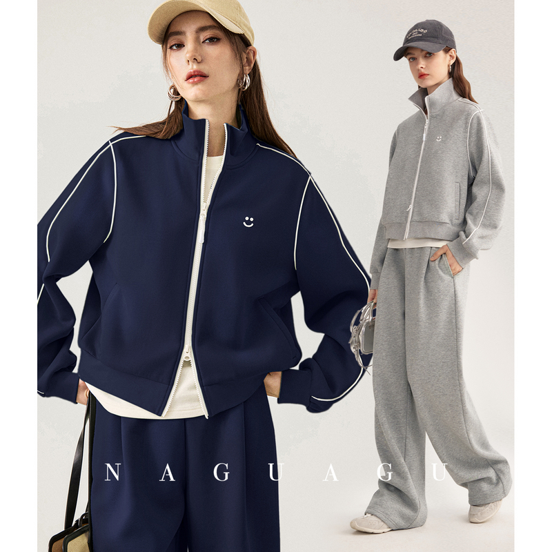 【松弛chic卫衣套装】菁选亲肤棉 翻立领卫衣外套EY4WT1000-A