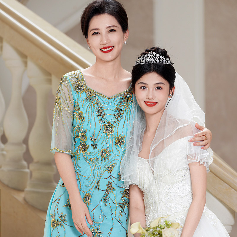 5985年轻喜妈妈婚宴礼服高级轻奢主持演出正式场合端庄晚礼服长裙