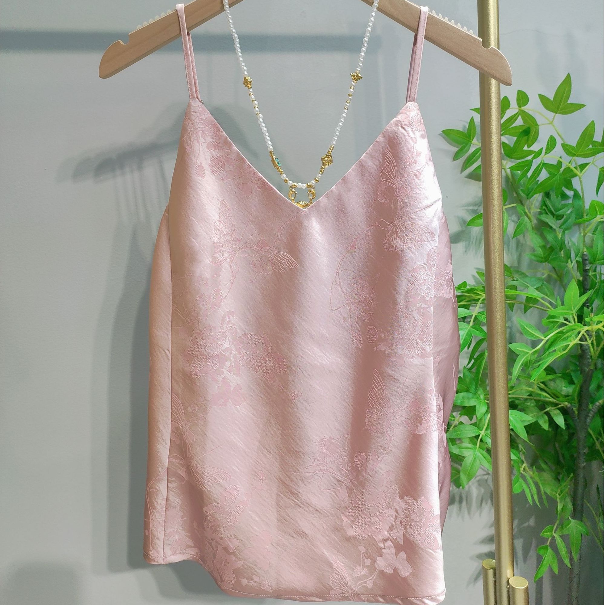 国风蚕丝提花吊带通勤气质百搭夏季时尚蕾丝背心无袖