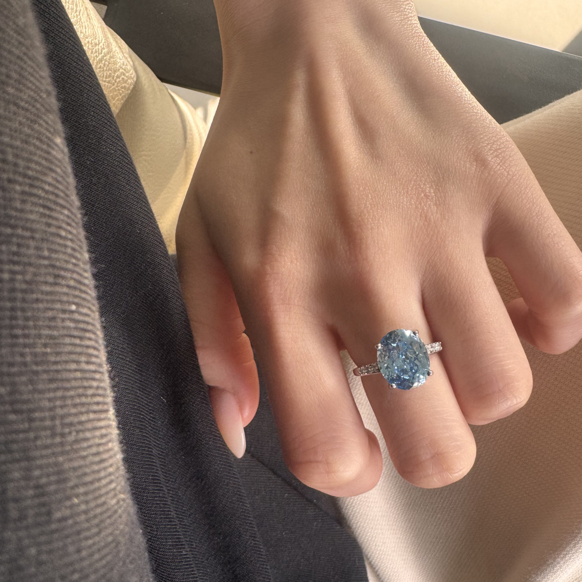 925银银制品 圣玛利亚海蓝色指尖一抹蓝典藏款