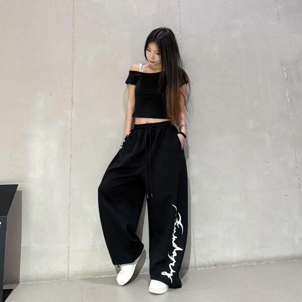 BOUNDARY原创设计“线条涂鸦”街舞爵士嘻哈舒服宽松版型卫裤