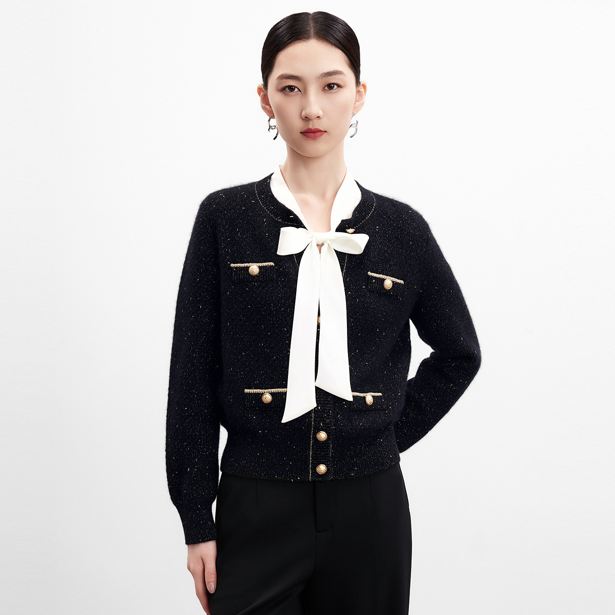 【安雅专属】【山羊绒】秋冬亮丝香风针织衫女CI00298W0