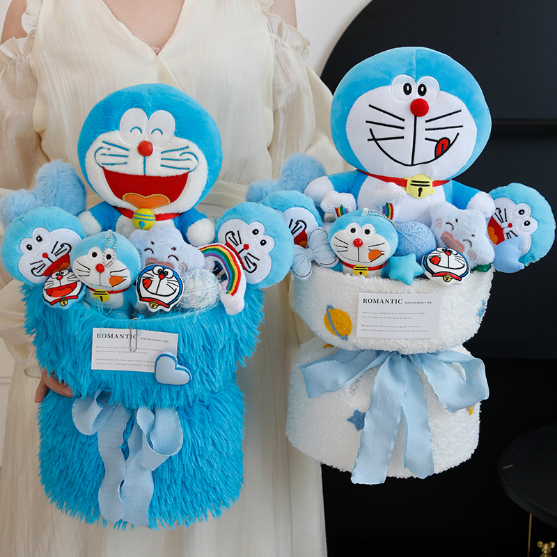 卡通玩偶蓝胖子花束生日礼物女生送闺蜜女孩朋友