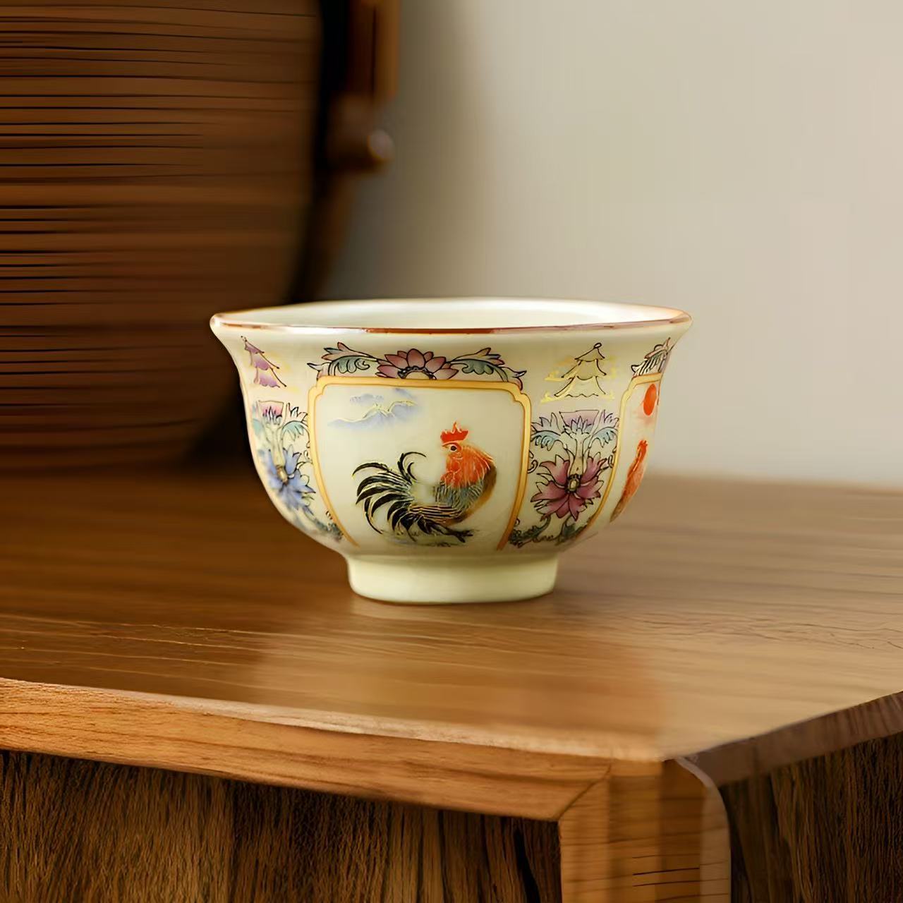 新式金鸡压手杯陶瓷茶杯主人杯-0093