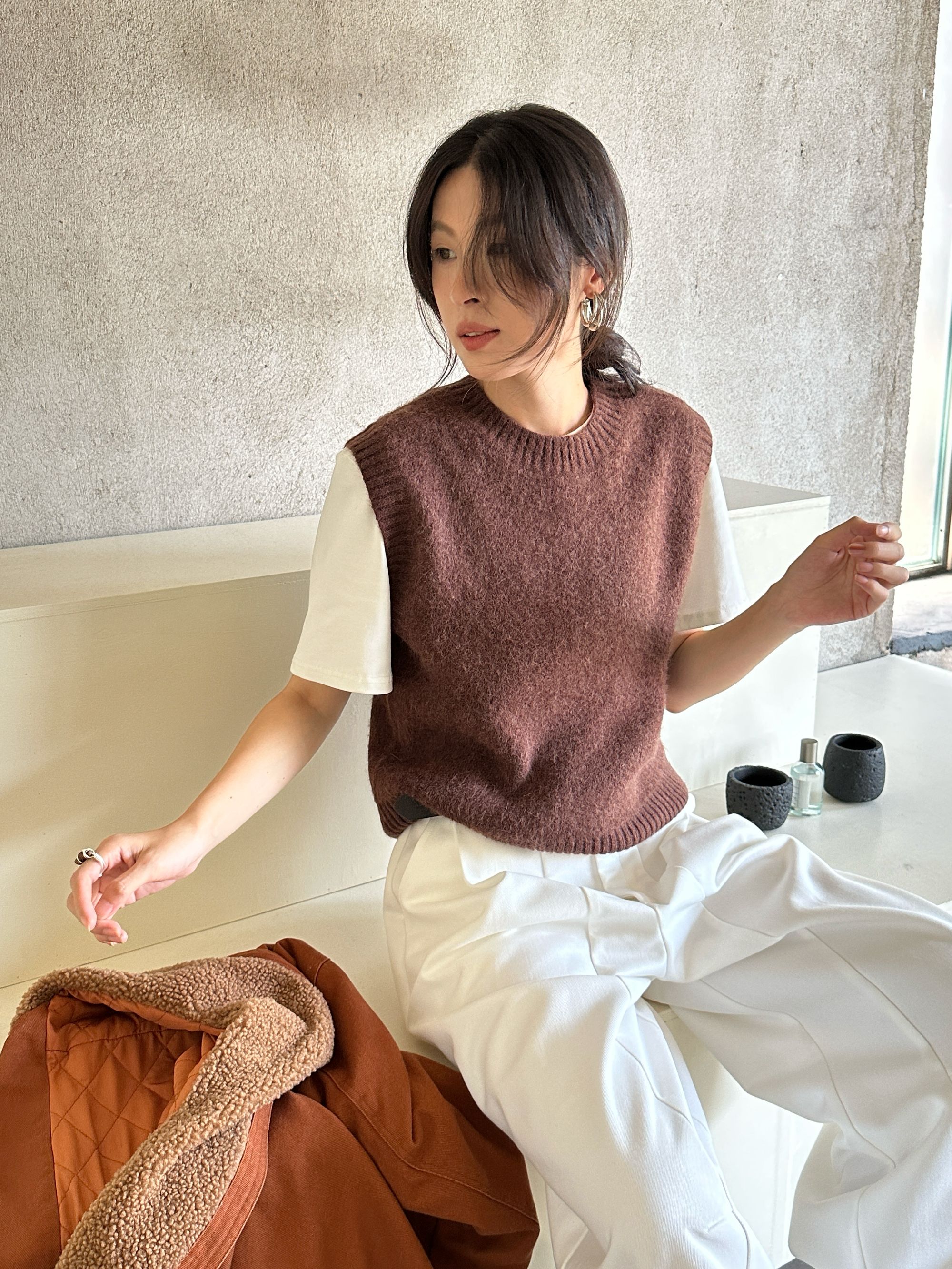 【早冬一波】真真tu慵懒风百搭显瘦宽松坎肩叠穿无袖毛衣 Alter885