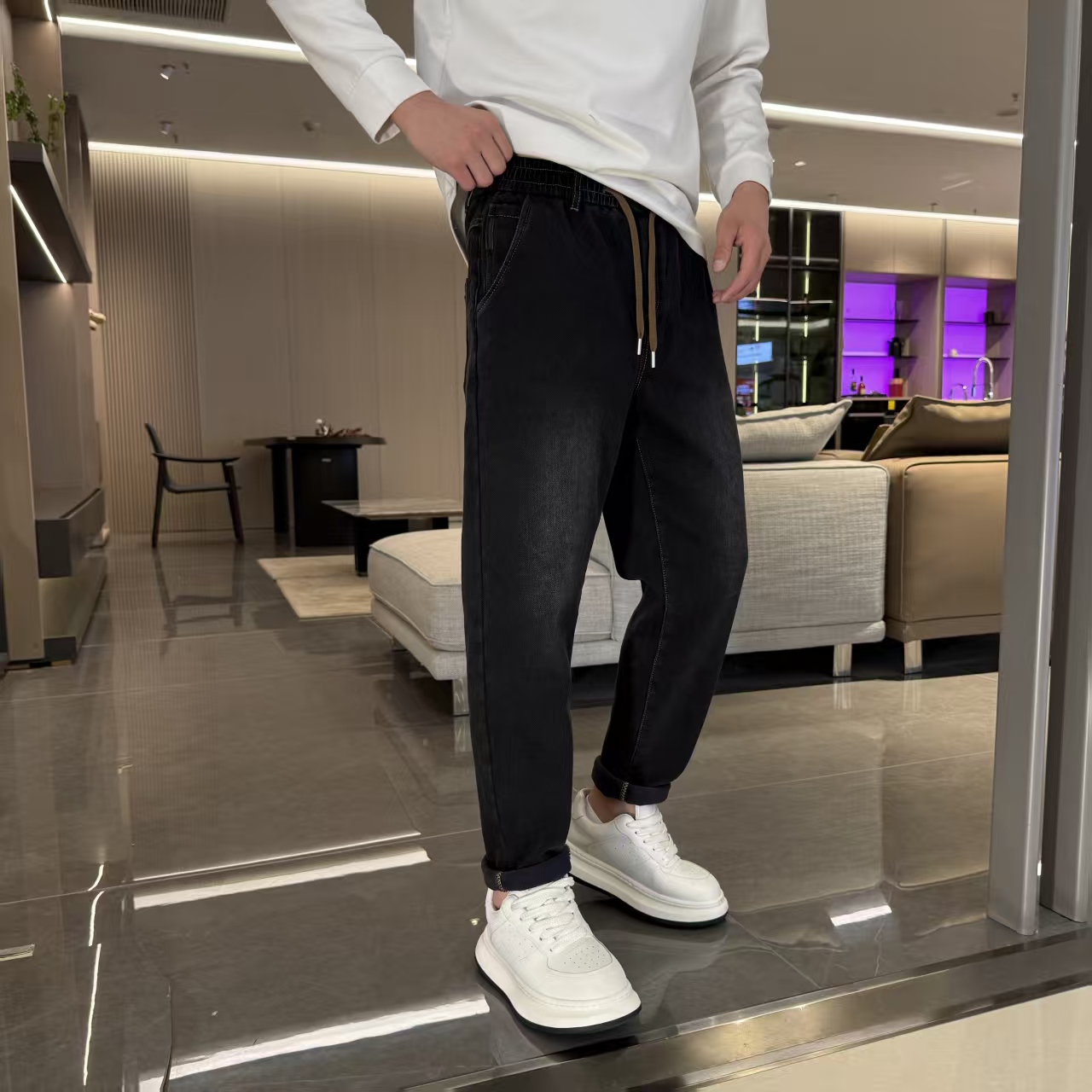 高端男士加绒加厚牛仔裤8366 DG