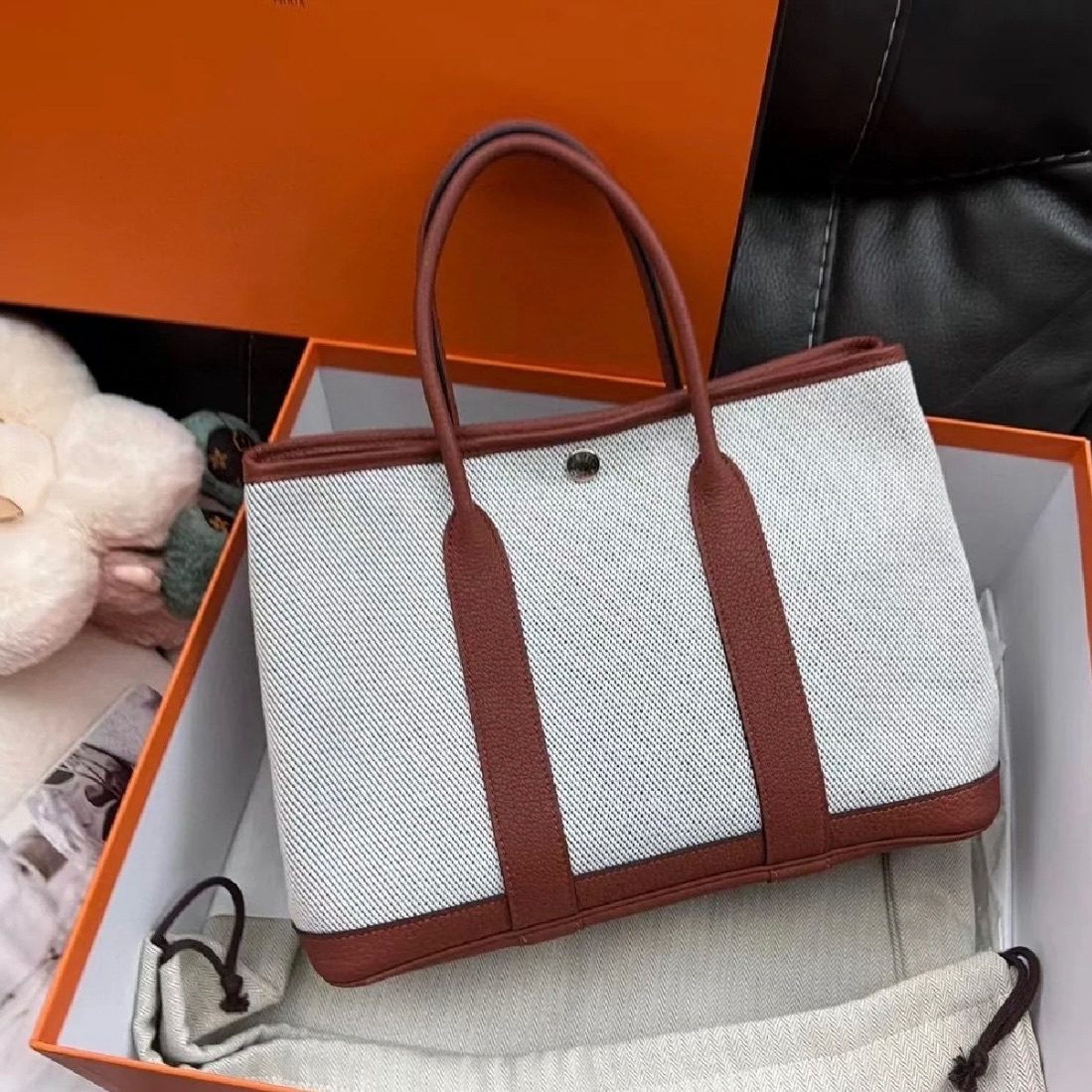 99新 Hermes/爱马仕 7姐专场/南瓜色拼米色 拼色花园 30 Z刻  