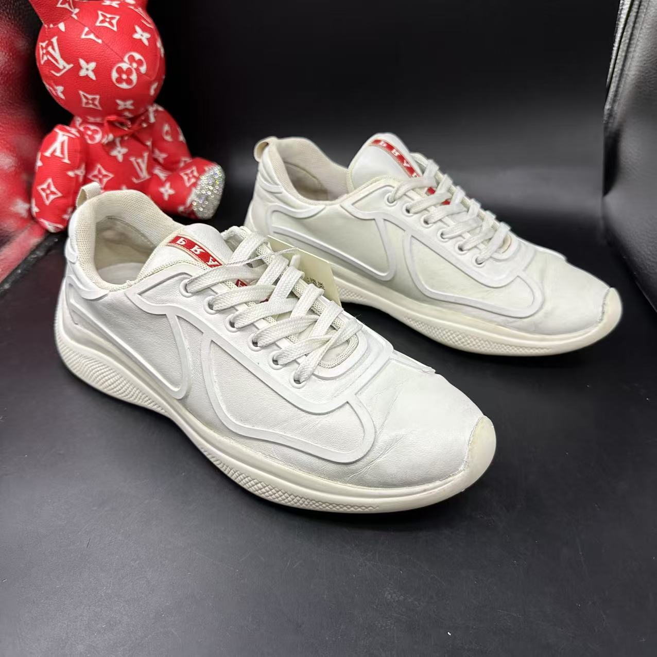 95新 Prada/普拉达 【AO福利】41欧码 男士白色百搭舒适休闲鞋bd080