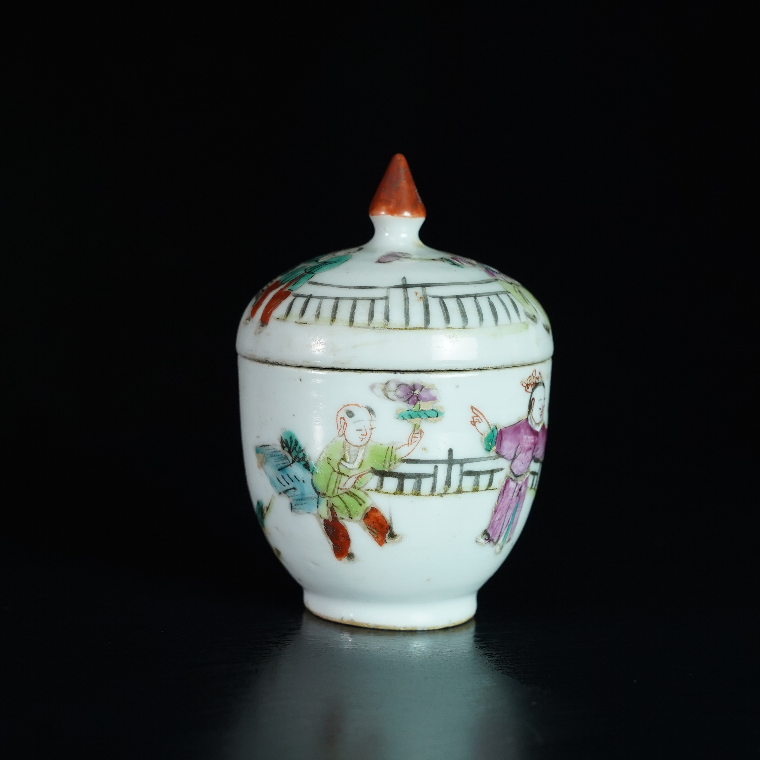 LLZA20241218001【十竹斋】清道光加官进爵粉彩盖罐