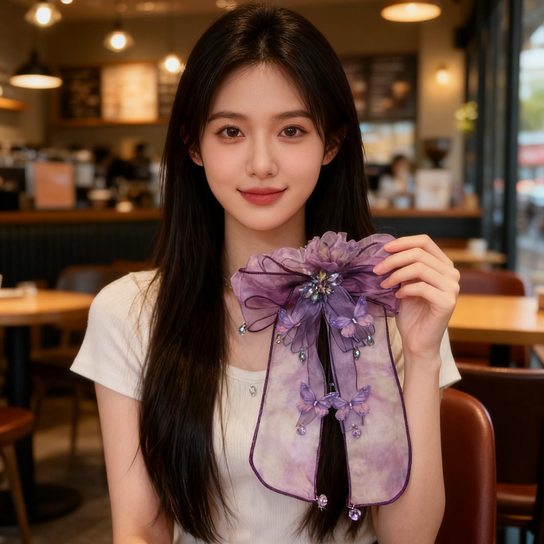 A8029编号紫莹轻奢发饰蝴蝶结懒人夹