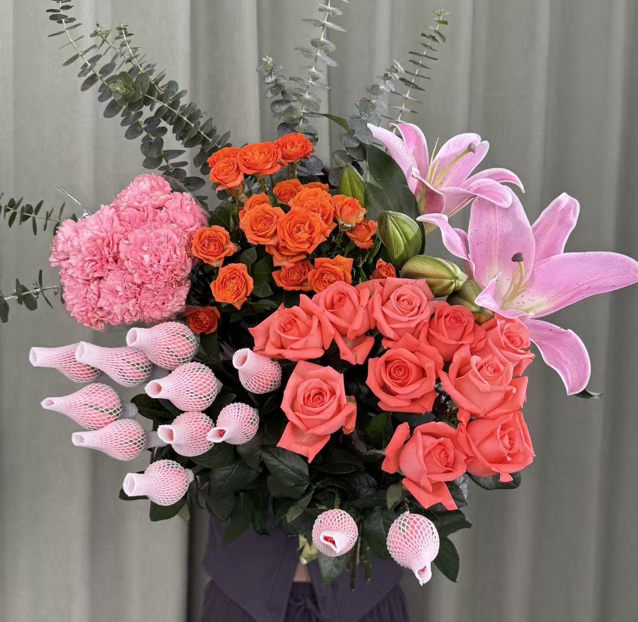 【粉玫瑰百合康乃馨向日葵组合】家庭插花客厅水养鲜花 基地直发