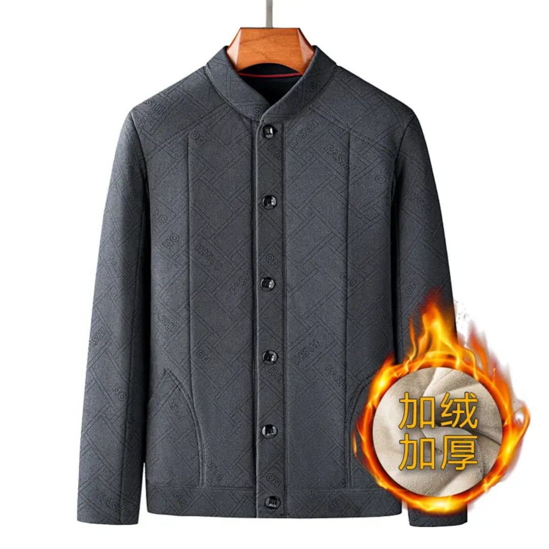 2025年新款加绒加厚款棉服宽松型中老年时尚轻便保暖爸爸装棉衣