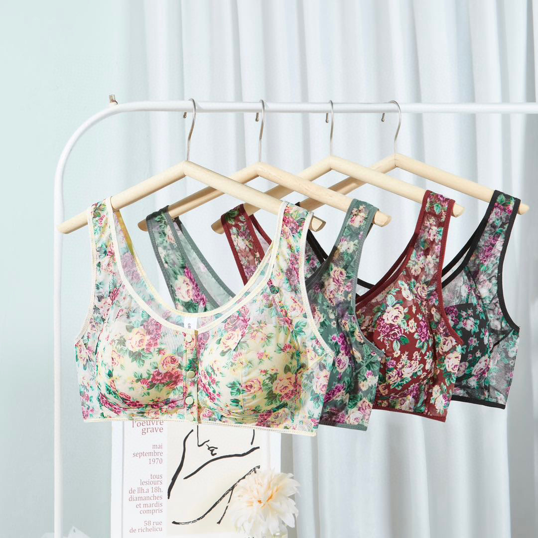 碎花前扣背心茶色