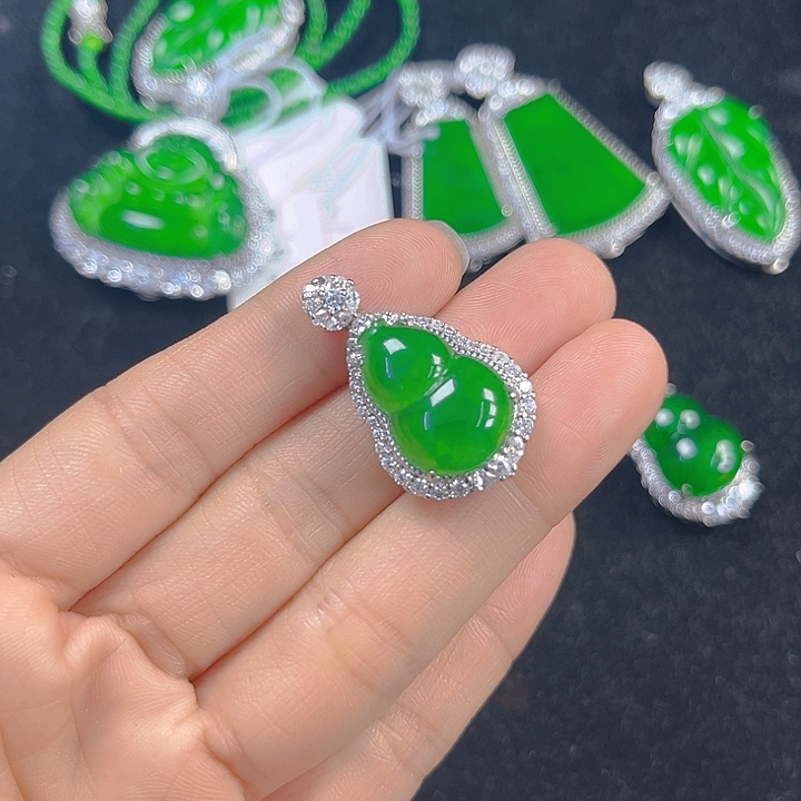 翡翠吊坠(不含链)银S925镶嵌