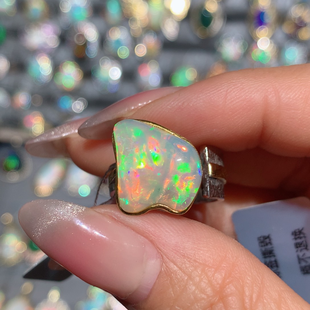 欧泊福利戒指银S925镶嵌