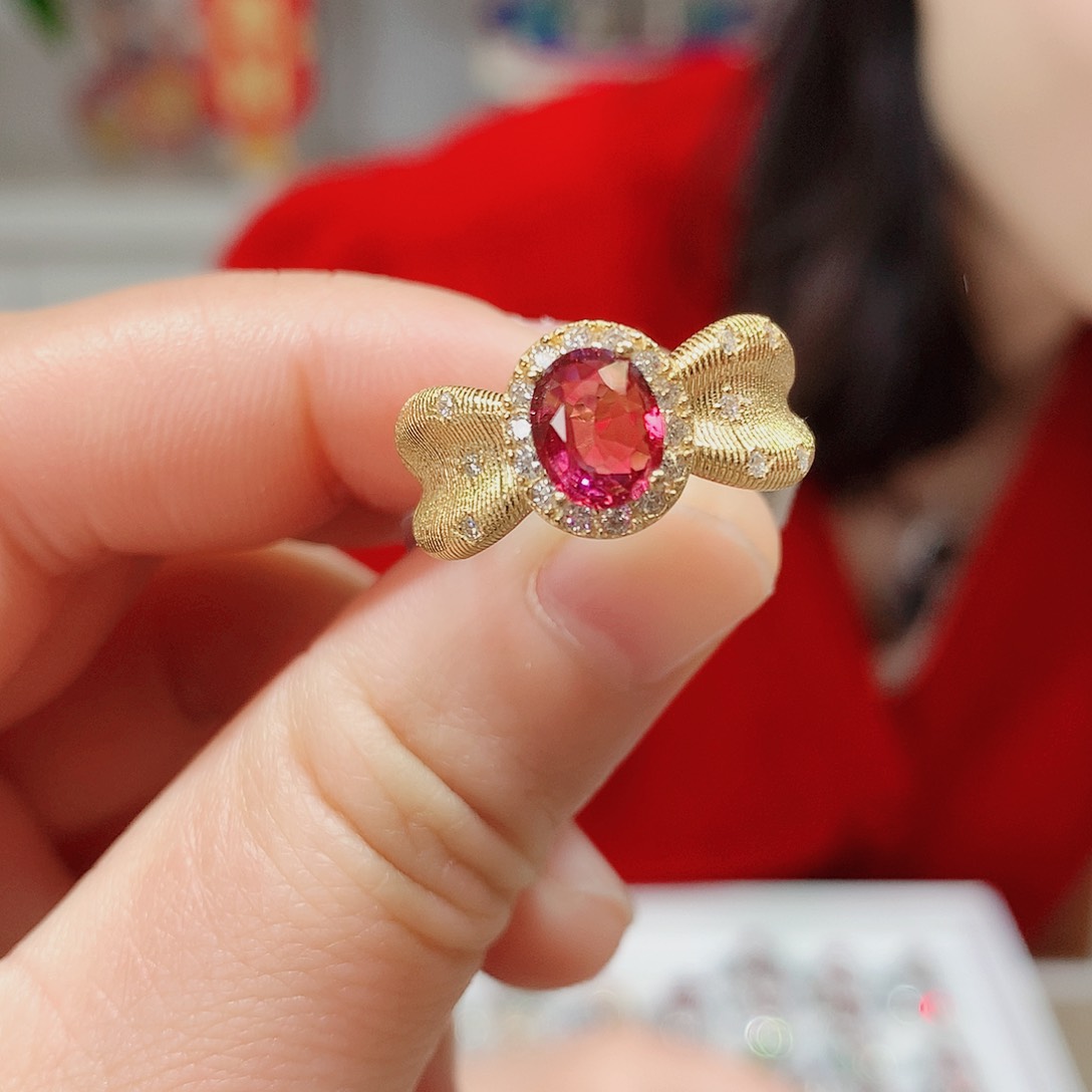 碧玺戒指银S925镶嵌戒指超美