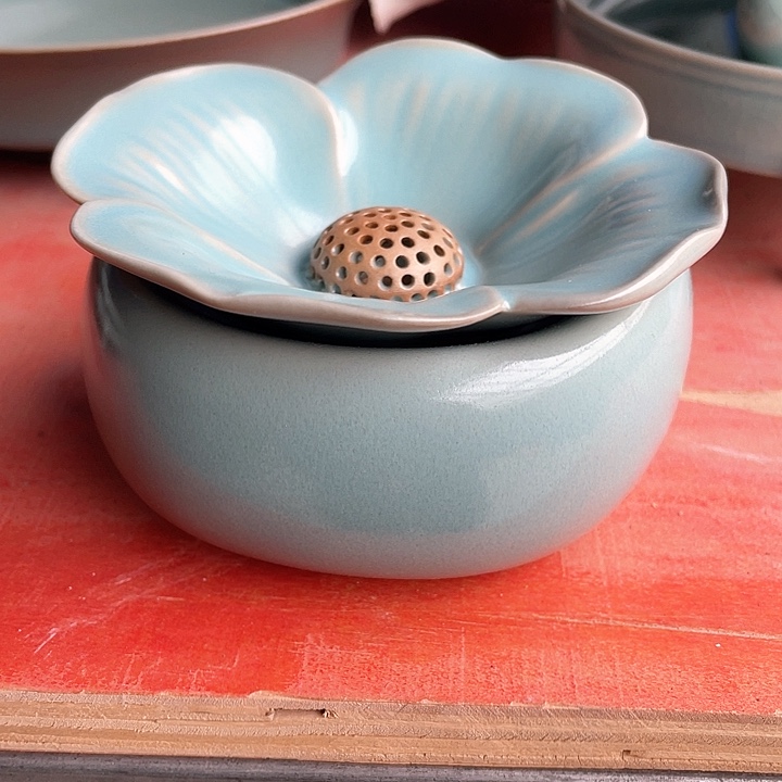 杯子时**言天青釉  茶漏摆件