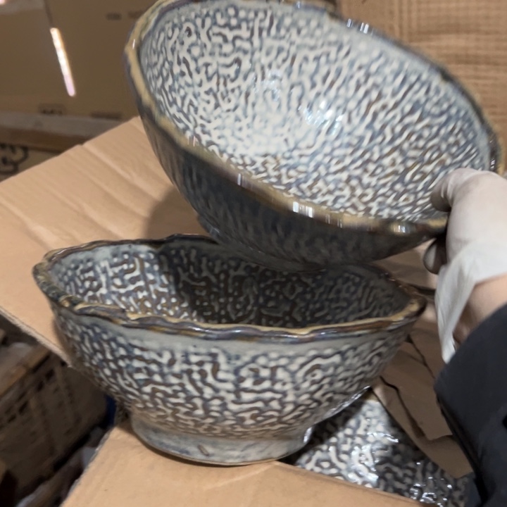 库存尾货五厂窑变大碗一对口径22