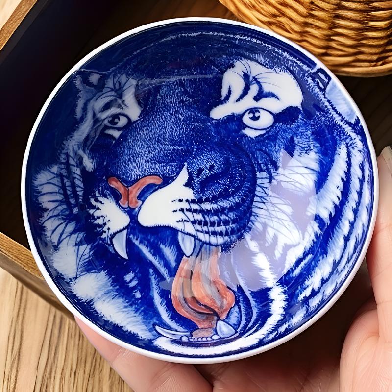 纯手工手绘老虎头普洱杯120容量