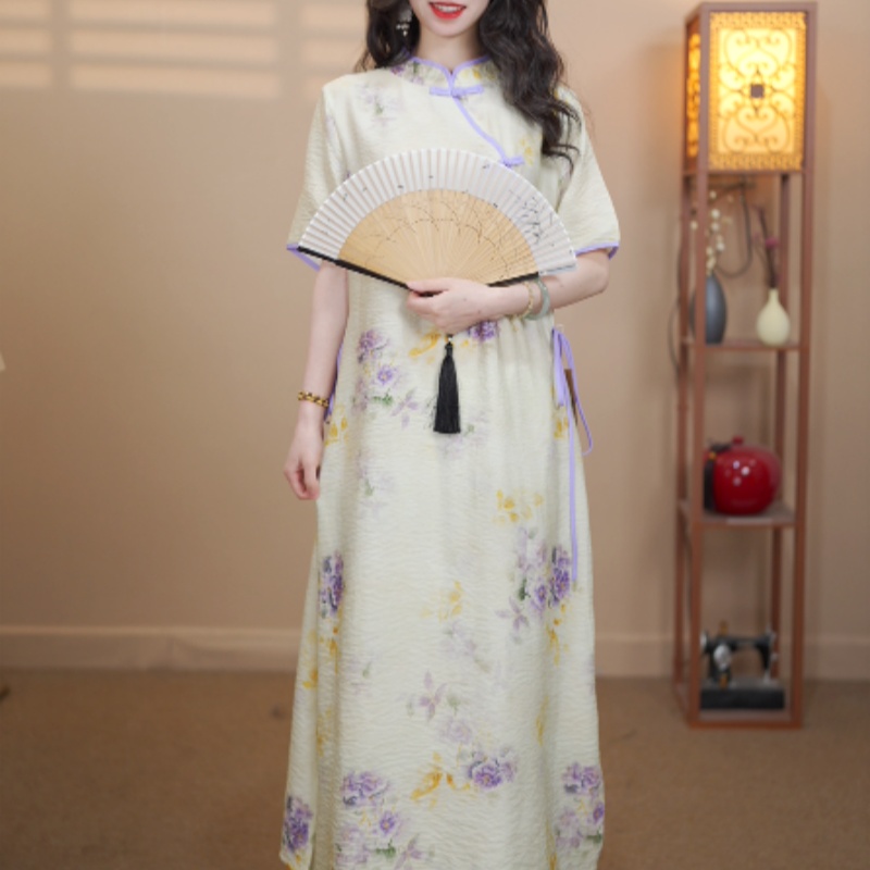 与喆原创【梦华】短袖033款国风连衣裙新中式复古百搭气质