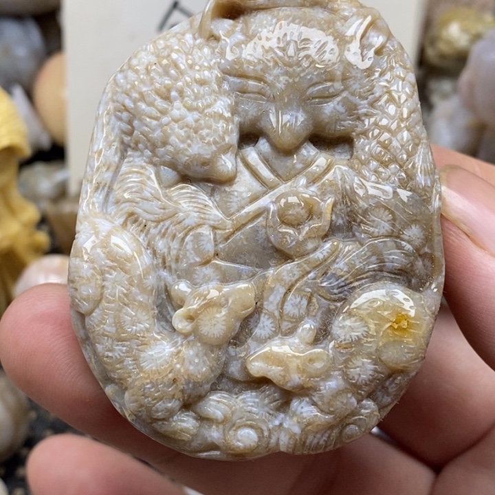 硅化珊瑚（珊瑚玉）未镶嵌颈饰