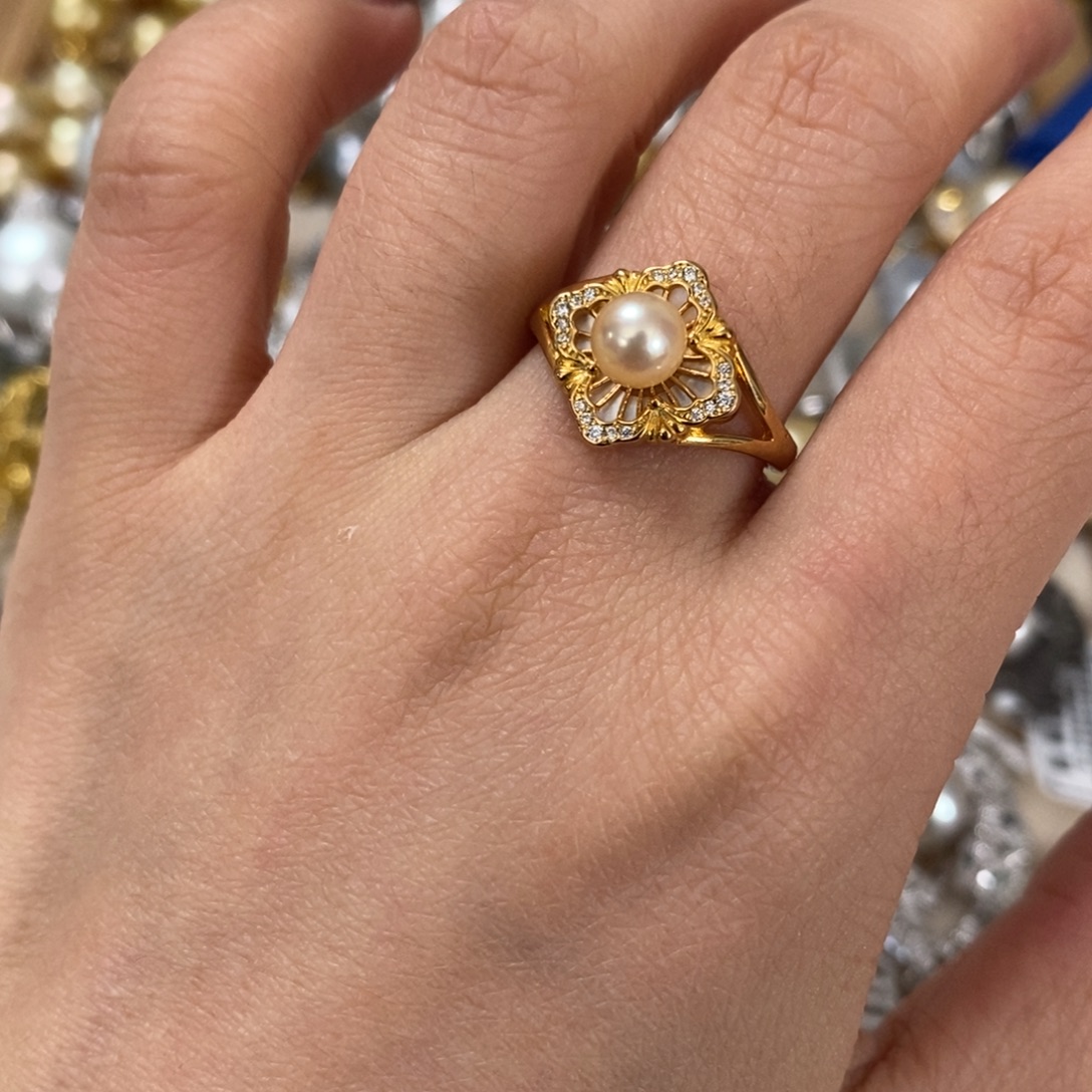 银S925镶嵌海水珍珠戒指