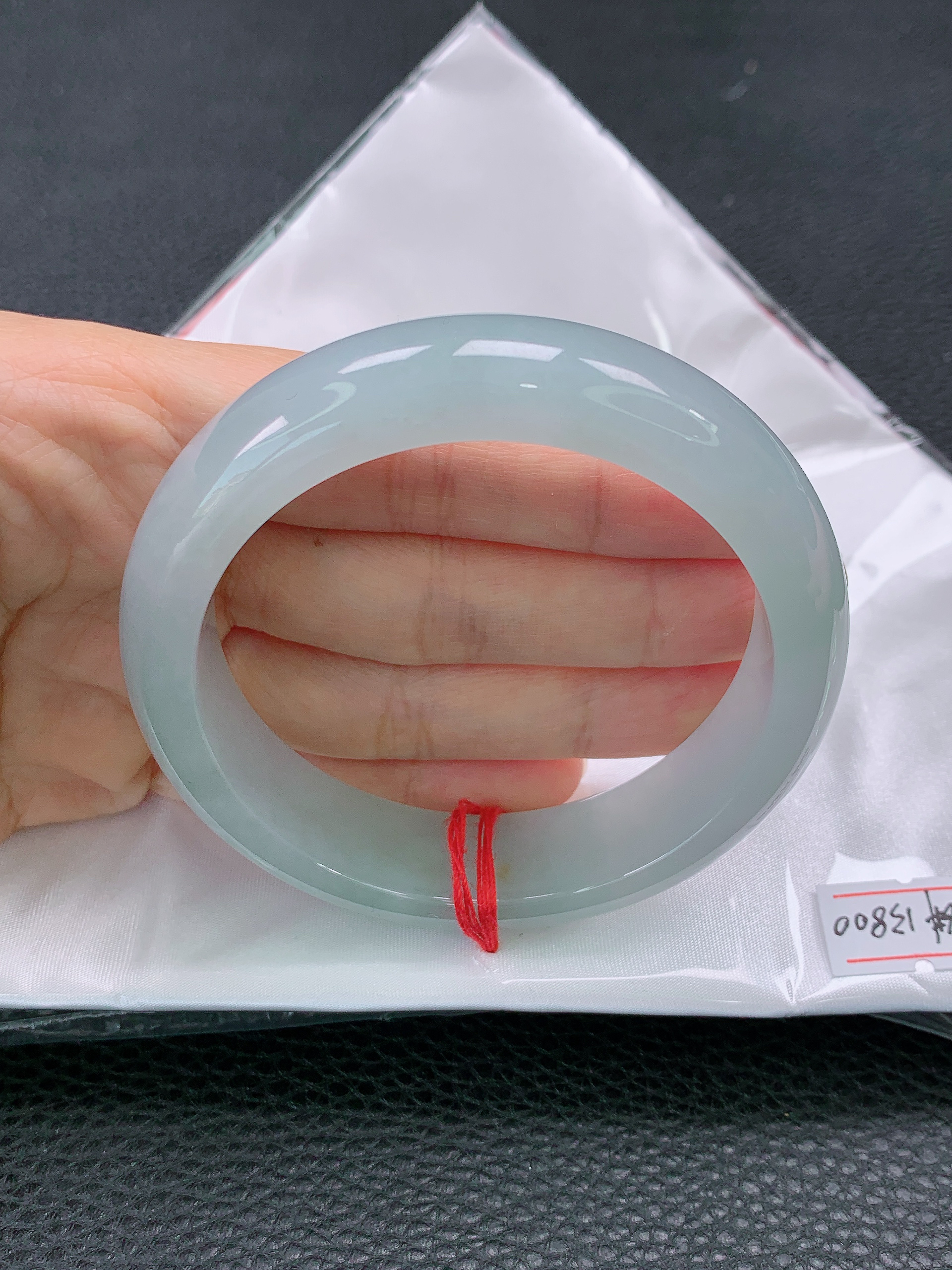 59轮胎天然缅甸A货糯冰白月光翡翠手镯