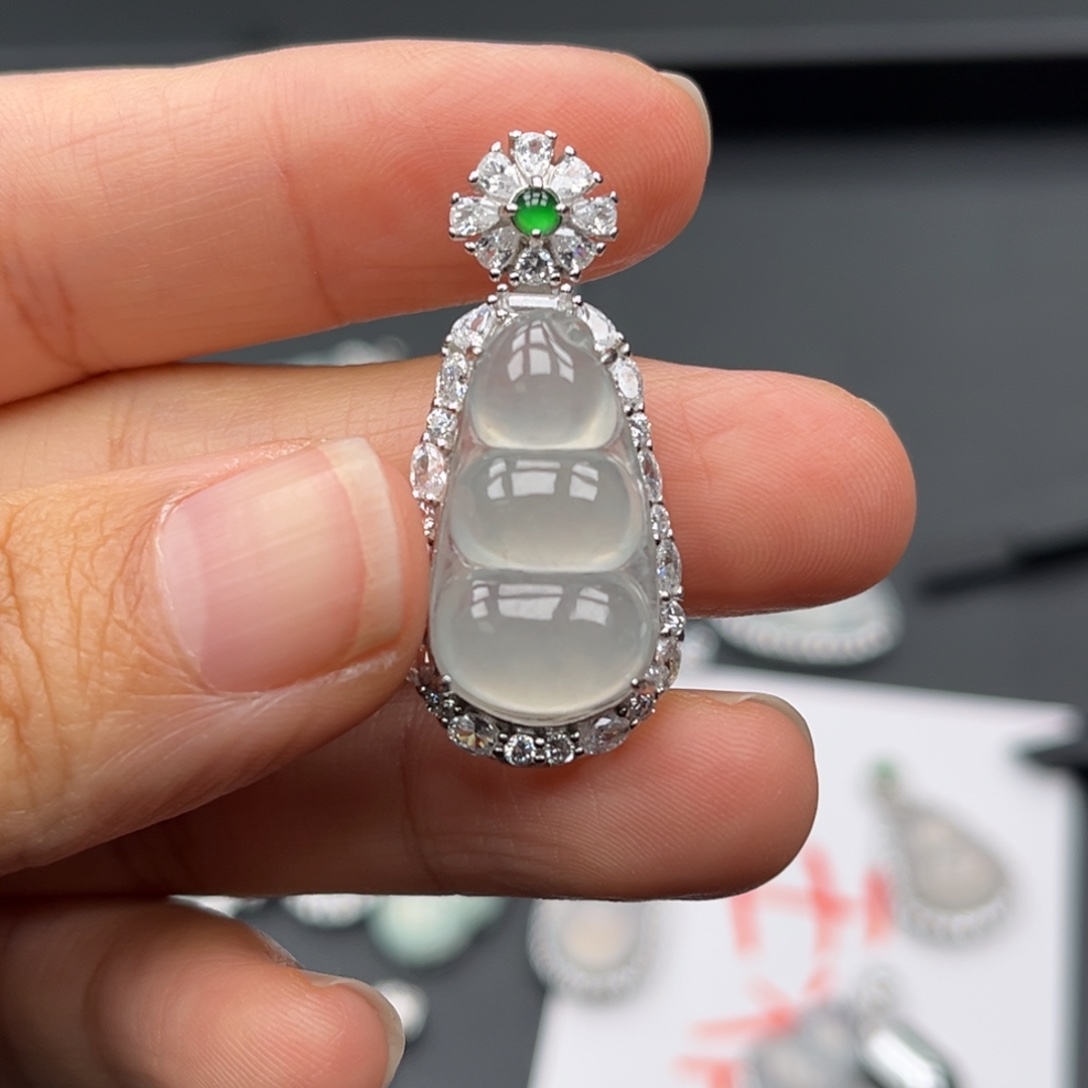 随***缘翡翠银S925镶嵌吊坠(不含链)