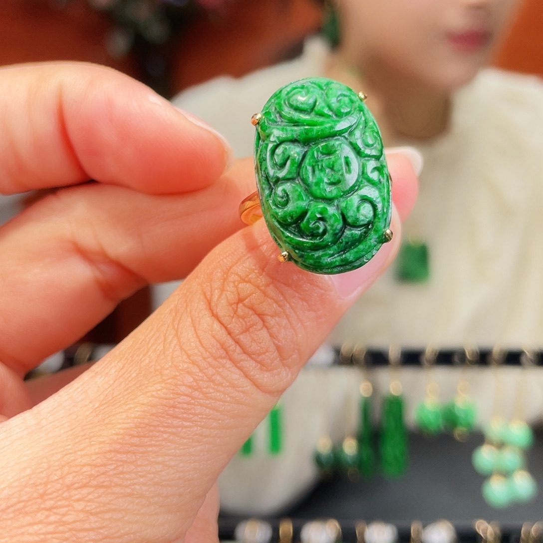 翡翠银S925镶嵌耳饰