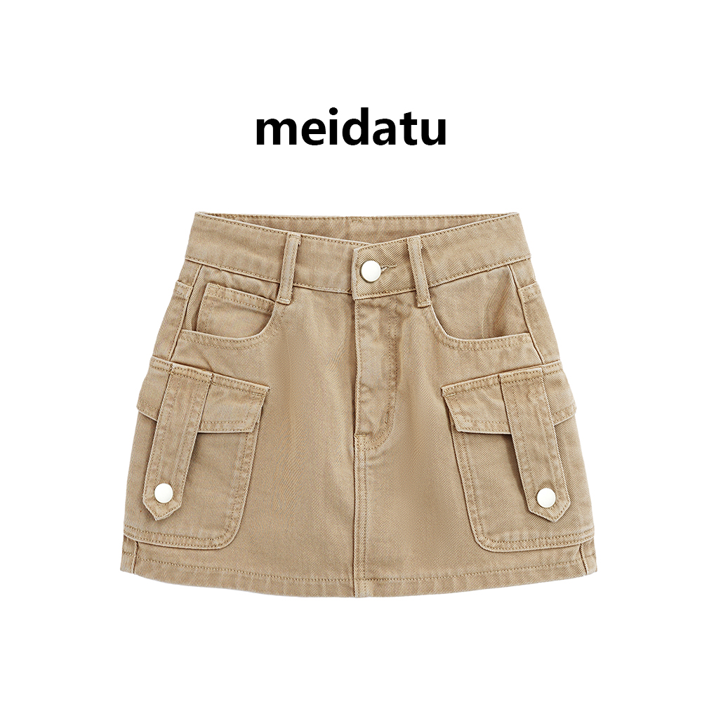 美哒兔（山野工装）美式复古双口袋半身裙CZ137-9